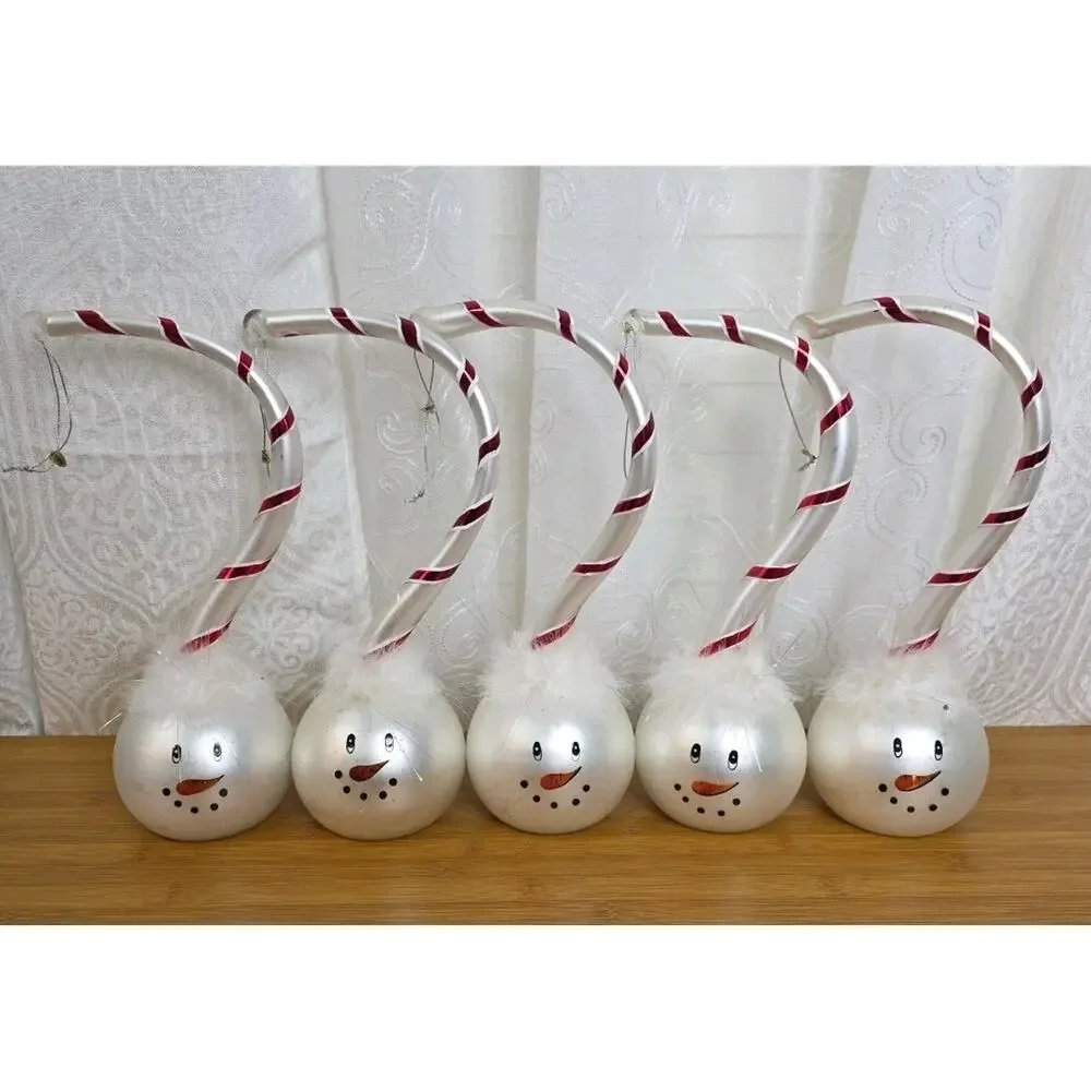 SNOWMAN w/Whimsical Hat blown Glass Christmas Ornament Large 11